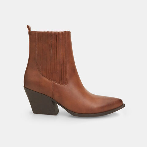 Botines texanos de mujer con tacón medio, Marrón Botines texanos de mujer con tacón medio, Marrón
